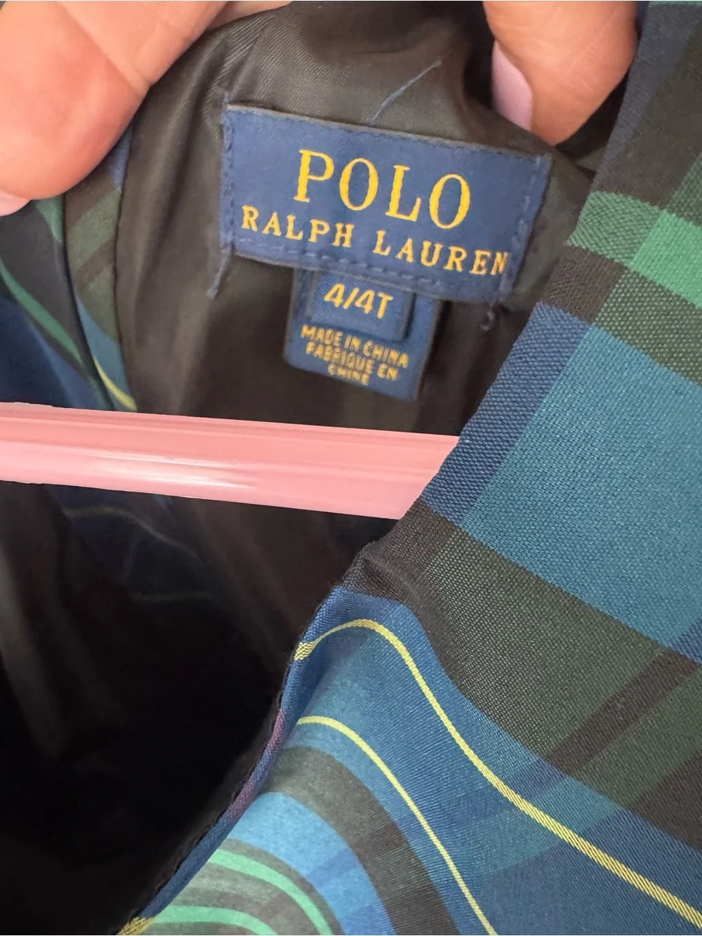 Polo by Ralph Lauren Blue & Green Plaid Girls Party Dress